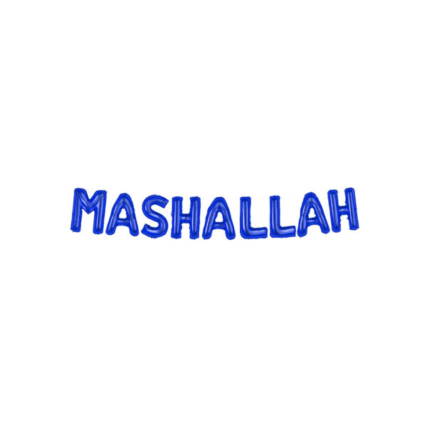 Balon letre, shkrimi “MASHALLAH”, i kaltërt