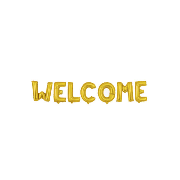 Balon letre, shkrimi “WELCOME”, i artë