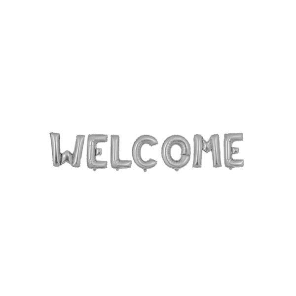 Balon letre, shkrimi “WELCOME”, i argjendtë
