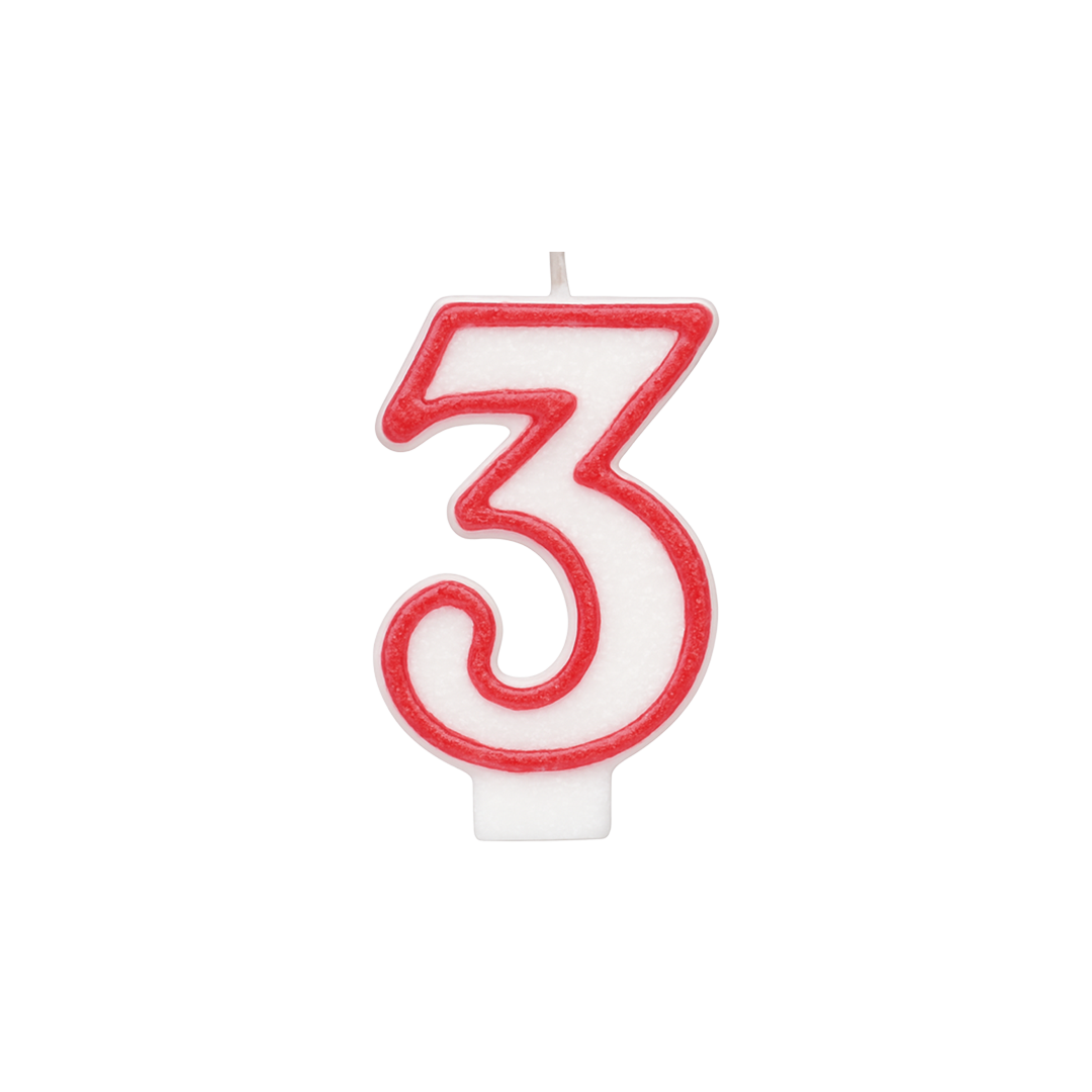 Qiri dekorativ në formë numri 3, i bardhë me vijë të kuqe