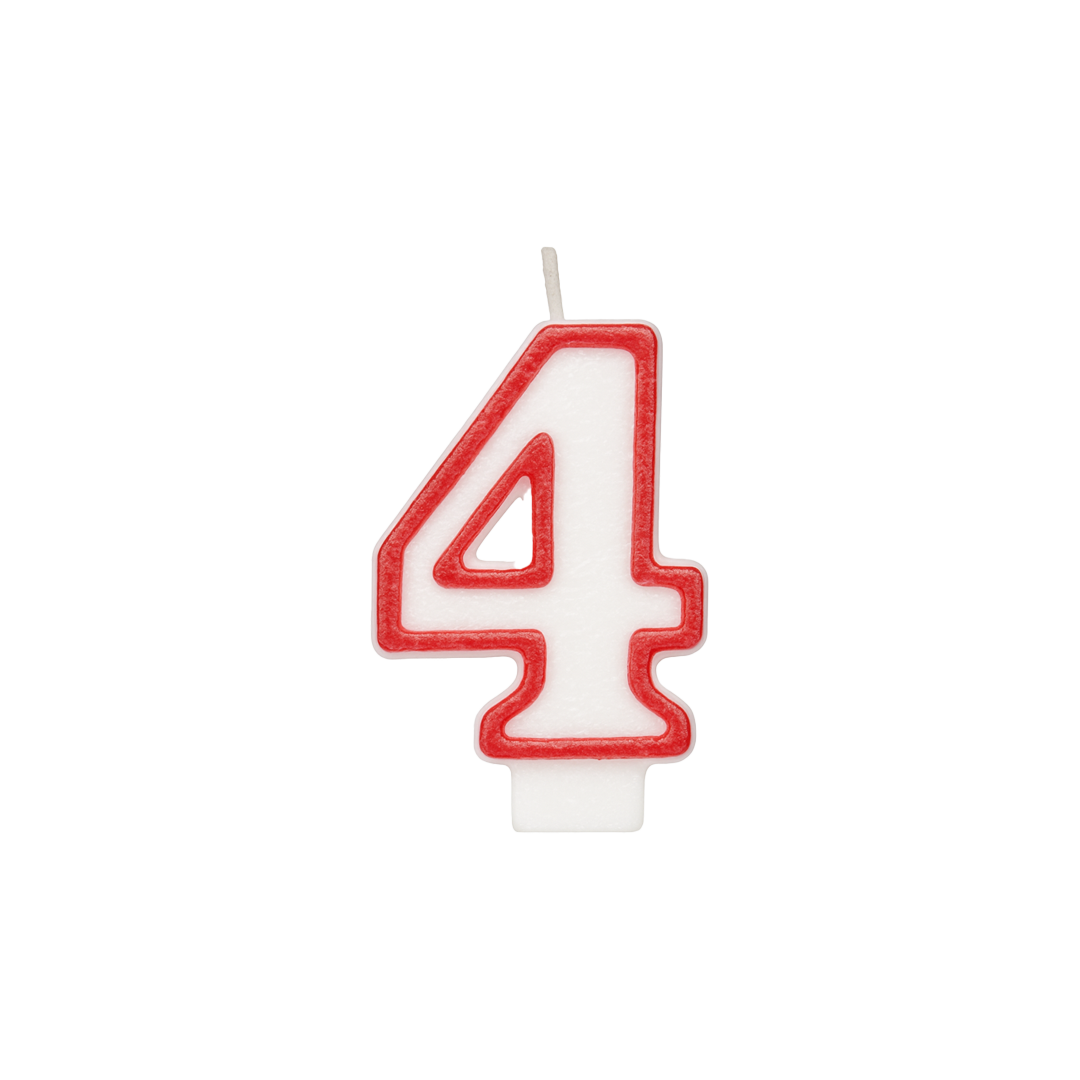 Qiri dekorativ në formë numri 4, i bardhë me vijë të kuqe