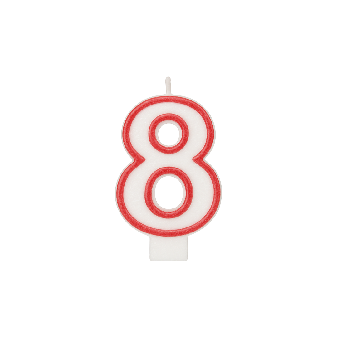 Qiri dekorativ në formë numri 8, i bardhë me vijë të kuqe