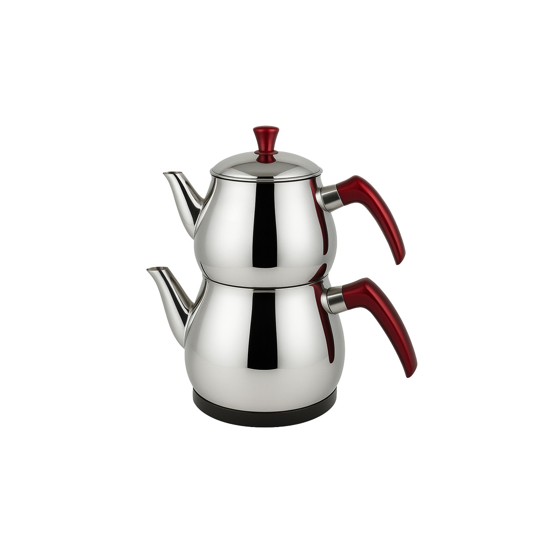 Çajnik inox me doreza të kuqe, 2 pjesë